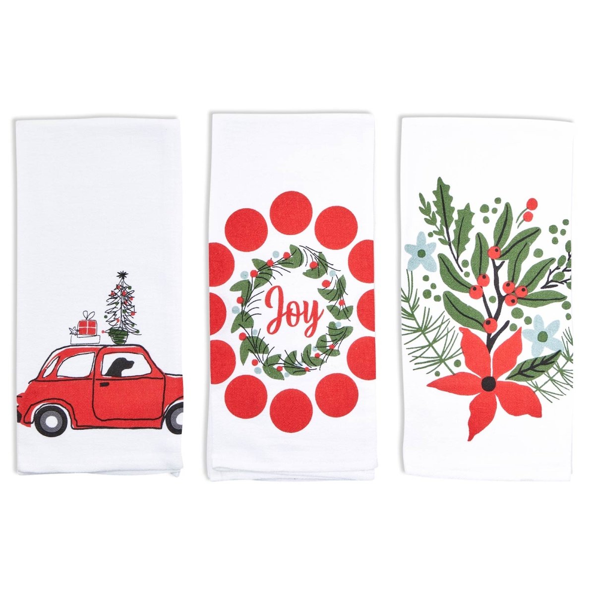 Christmas Nostalgia Cotton Kitchen Towels Set Of 3 Cotton Kitchen Towel - rockflowerpaper