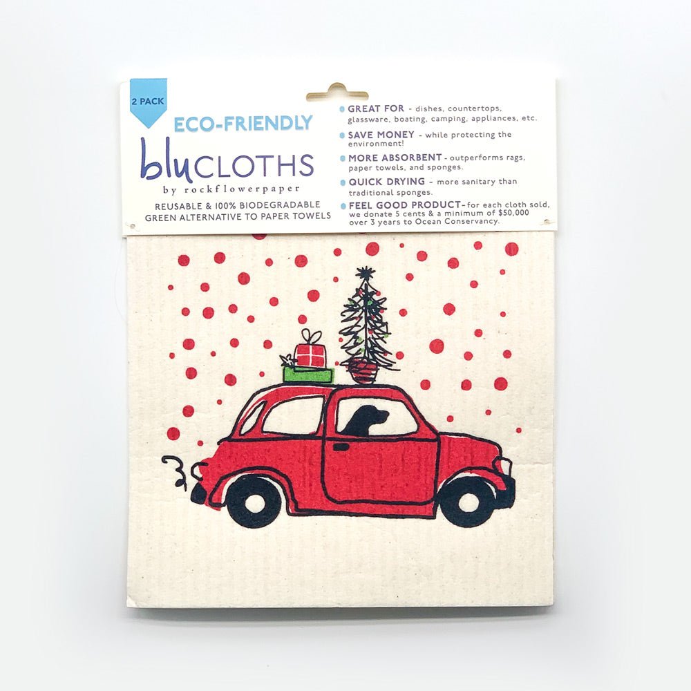 Christmas Nostalgia Eco - Friendly blu Sponge Cloth - Set of 2 Eco Cloth - rockflowerpaper