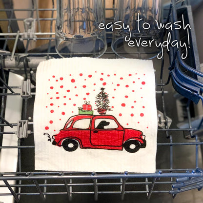Christmas Nostalgia Eco - Friendly blu Sponge Cloth - Set of 2 Eco Cloth - rockflowerpaper