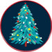 Abstract Christmas Tree Round Laquer Serving Tray