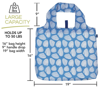 Clamshells Blue Blu Bag Reusable Shopping Bag - Machine Washable Reusable Shopping Bag - rockflowerpaper