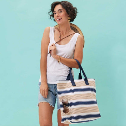 Classic Neutral Stripe Carryall Tote - rockflowerpaper