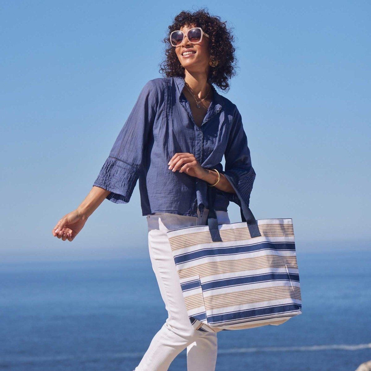 Classic Neutral Stripe Carryall Tote - rockflowerpaper