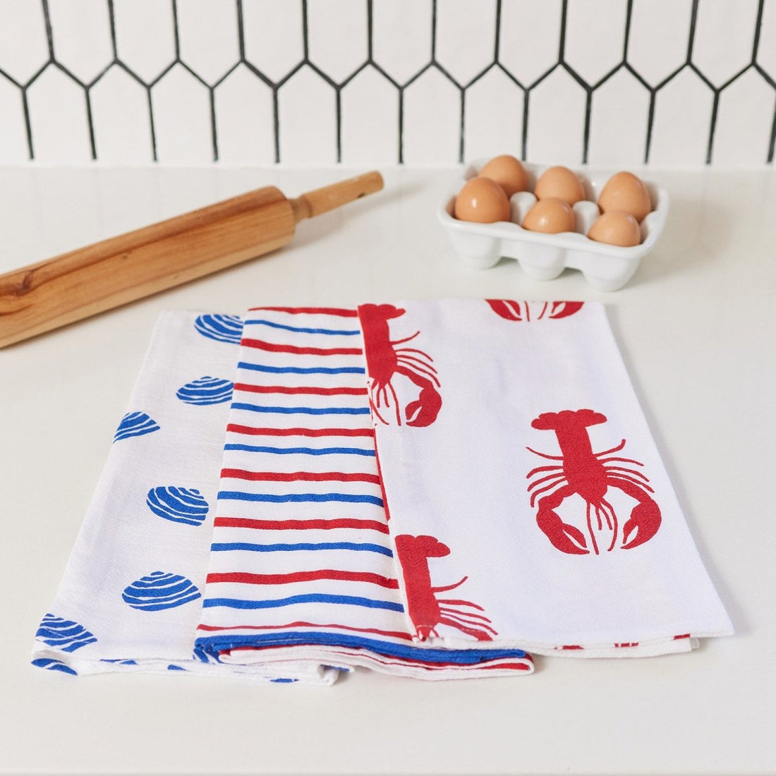 Coastal Kitchen Towel Set Of 3 Cotton Kitchen Towel - rockflowerpaper