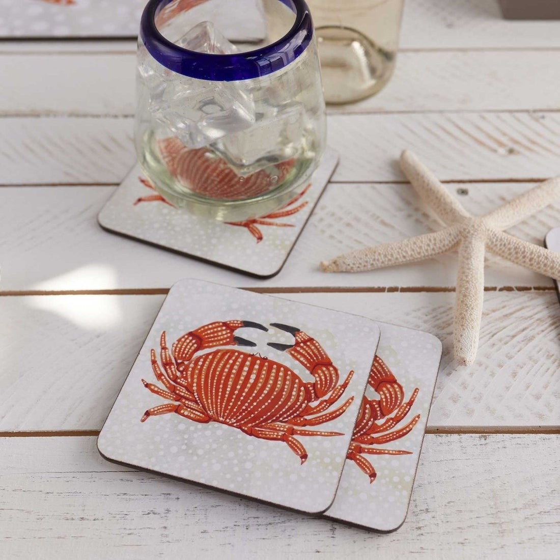 Crab Square Art Coasters - Set of 4 Coaster - rockflowerpaper