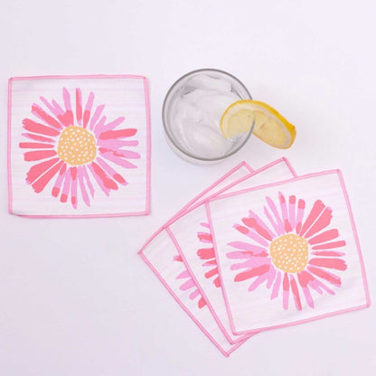 Daisies blu Kitchen Reusable Cocktail Napkins (Set of 8) Reusable Cocktail Napkin - rockflowerpaper