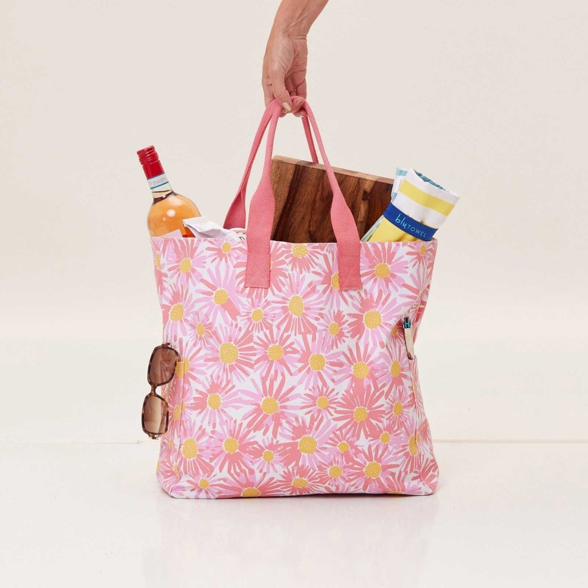 Daisies Pink Carryall Bag Tote - rockflowerpaper