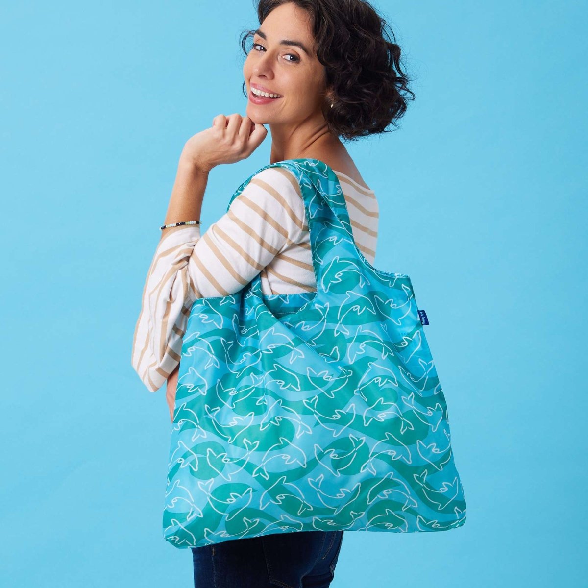 Dolphins Blu Bag: Your Sustainable Shopping Companion Reusable Shopping Bag - rockflowerpaper