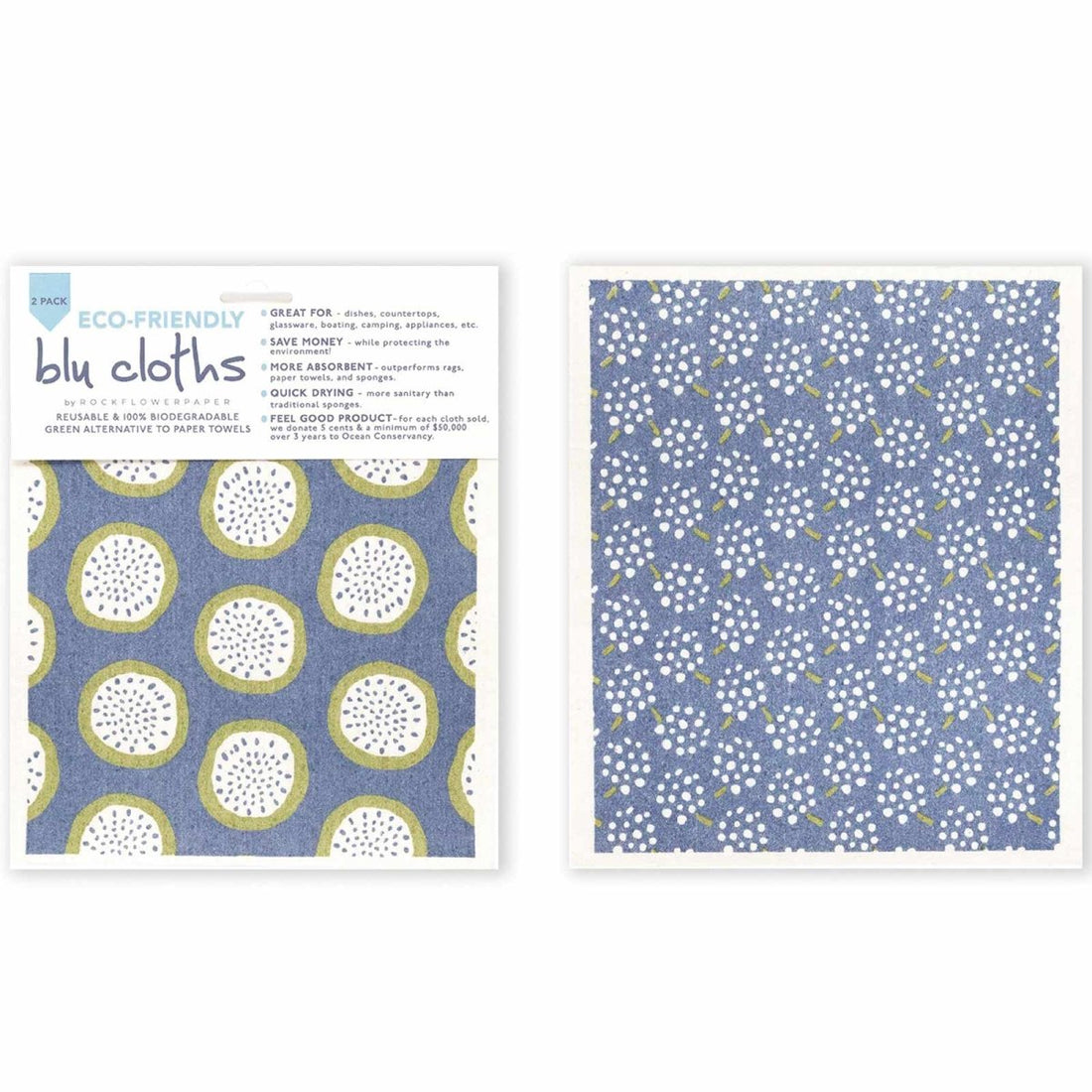 Dragonfruit Eco - Friendly blu Sponge Cloth - Set of 2 Eco Cloth - rockflowerpaper