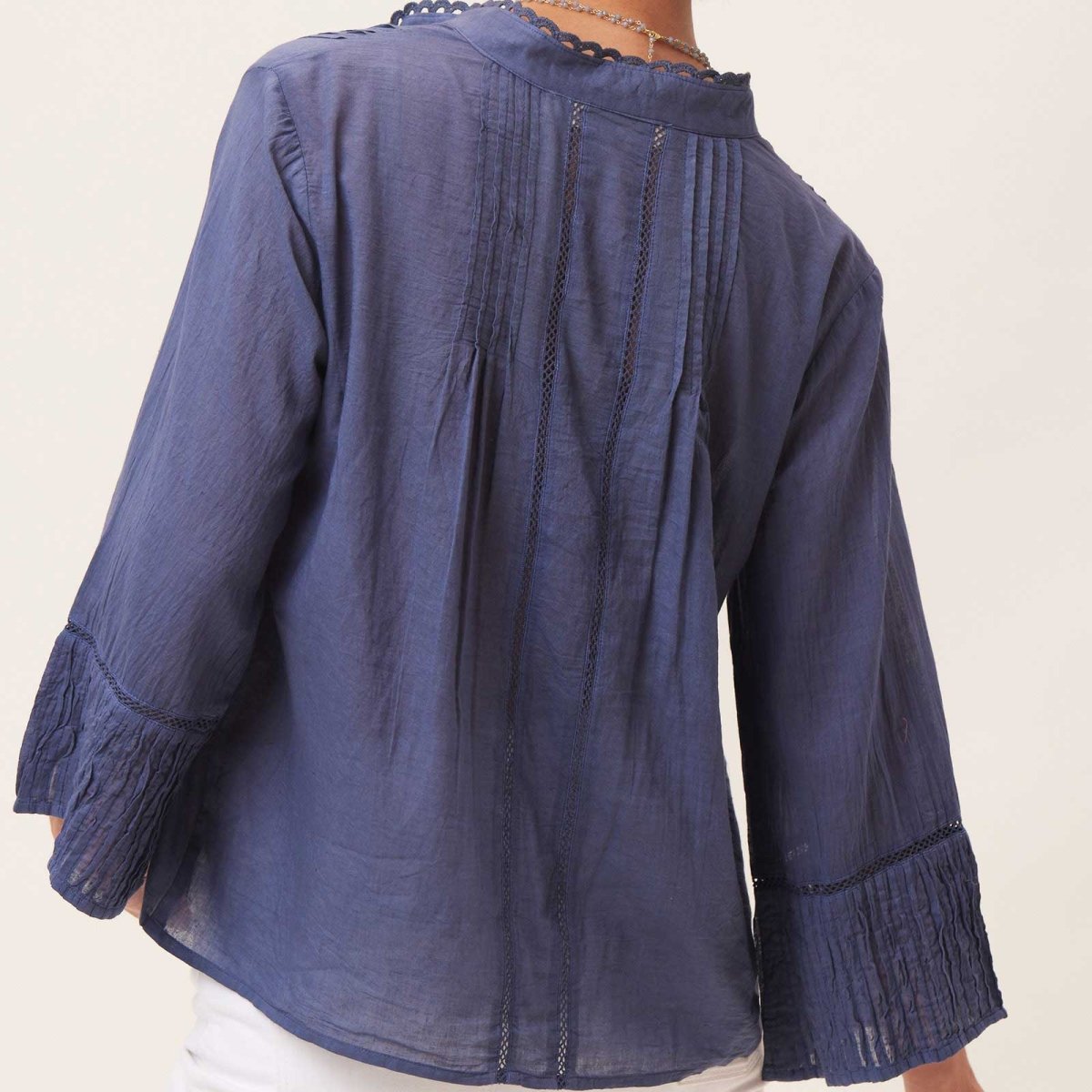 Easy Lightweight Navy Cotton Blouse Tunic - rockflowerpaper