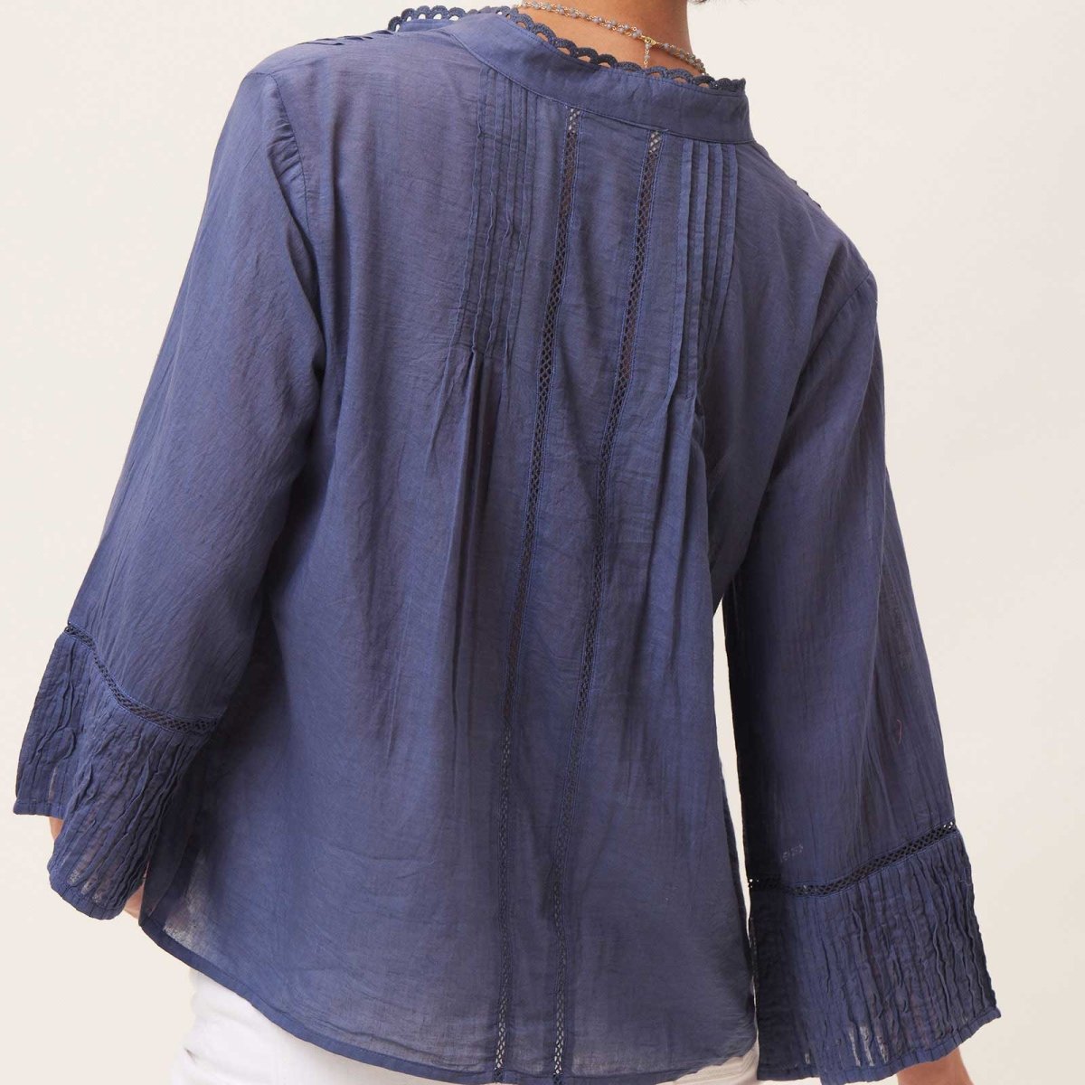 Easy Lightweight Navy Cotton Blouse Tunic - rockflowerpaper