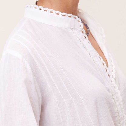 Easy Lightweight White Cotton Blouse Tunic - rockflowerpaper