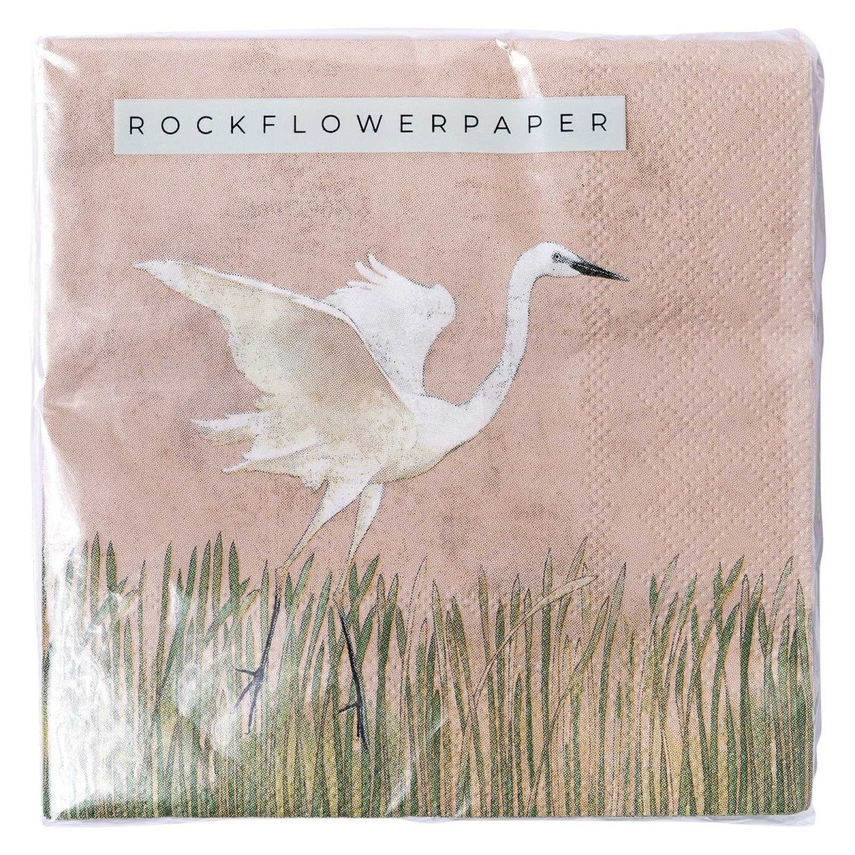 Egret Paper Cocktail Napkins in Pink - Pack of 20 Paper Cocktail Napkin - rockflowerpaper