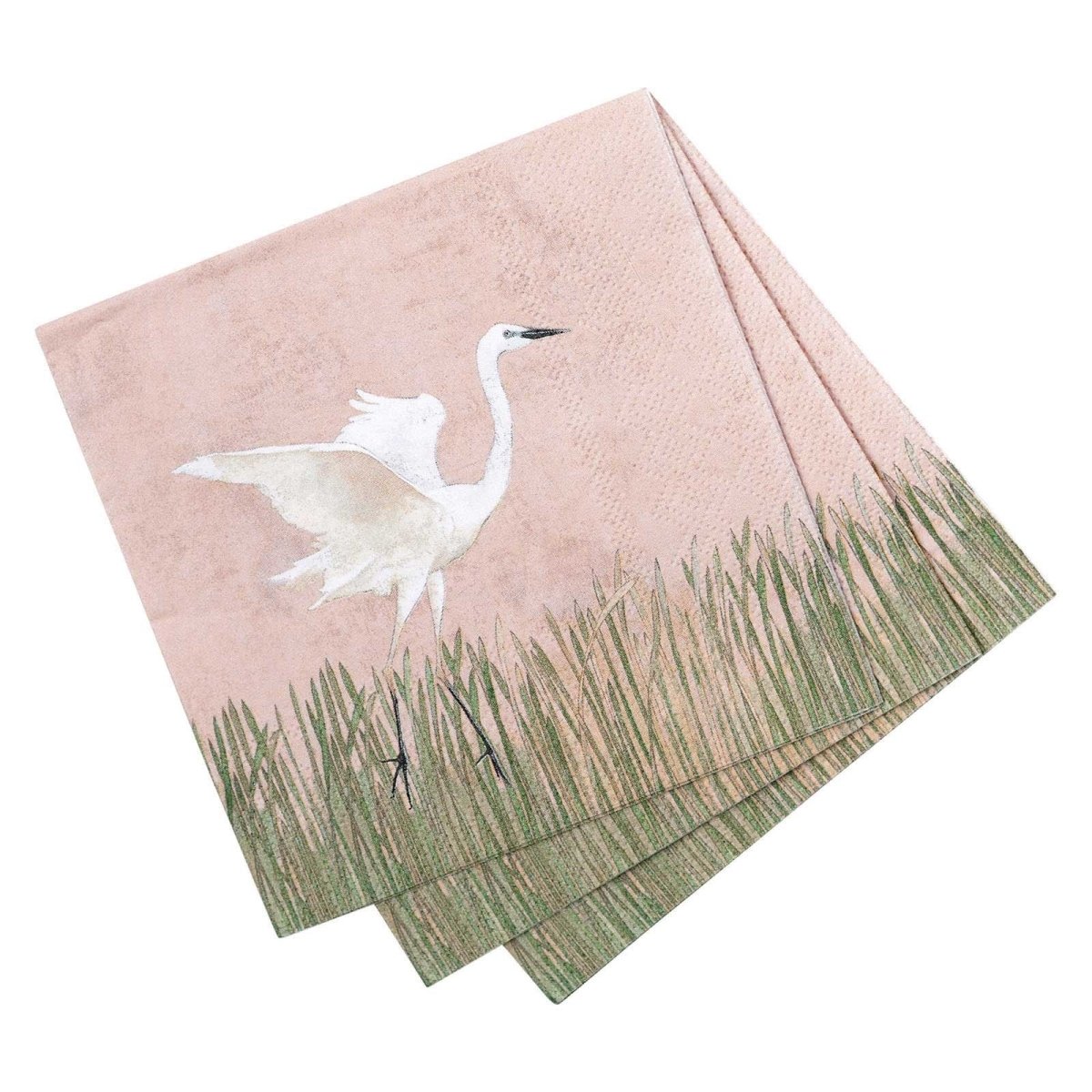 Egret Paper Cocktail Napkins in Pink - Pack of 20 Paper Cocktail Napkin - rockflowerpaper