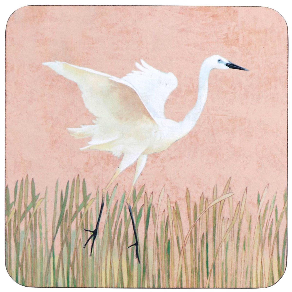 Egret Square Art Coasters - Set of 4 Coaster - rockflowerpaper