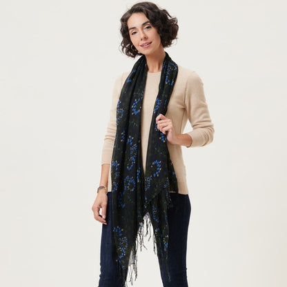 Fall Floral Featherweight Tassel Lux Scarf Scarf - rockflowerpaper