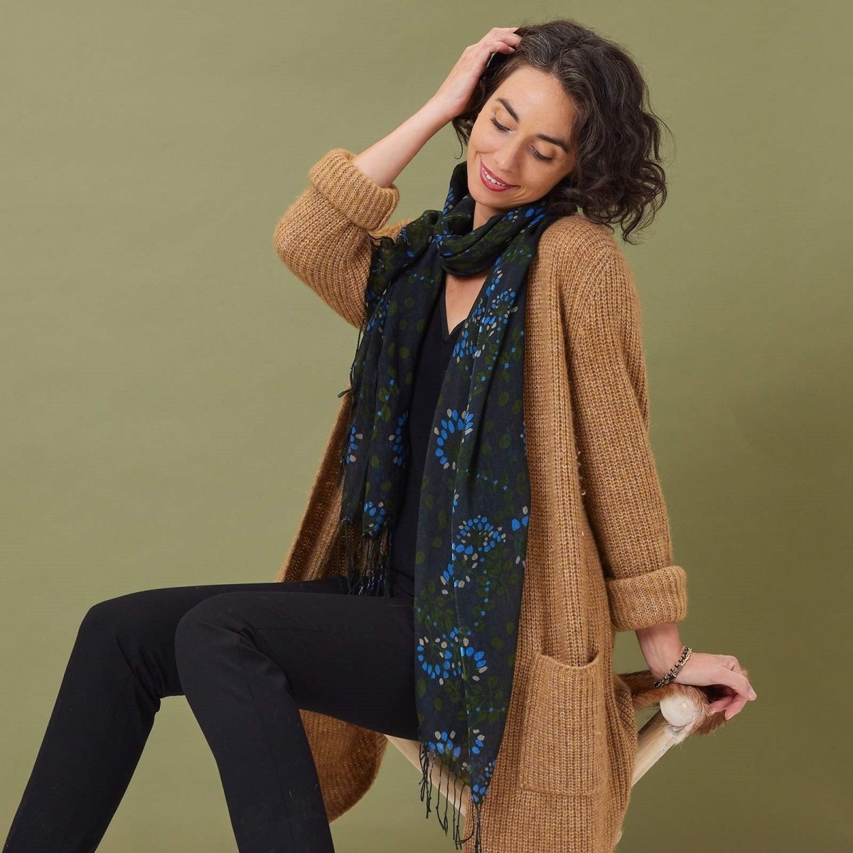 Fall Floral Featherweight Tassel Lux Scarf Scarf - rockflowerpaper