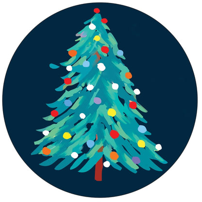 Festive Abstract Tree Round Art Christmas Coasters - Set of 4 Coaster - rockflowerpaper