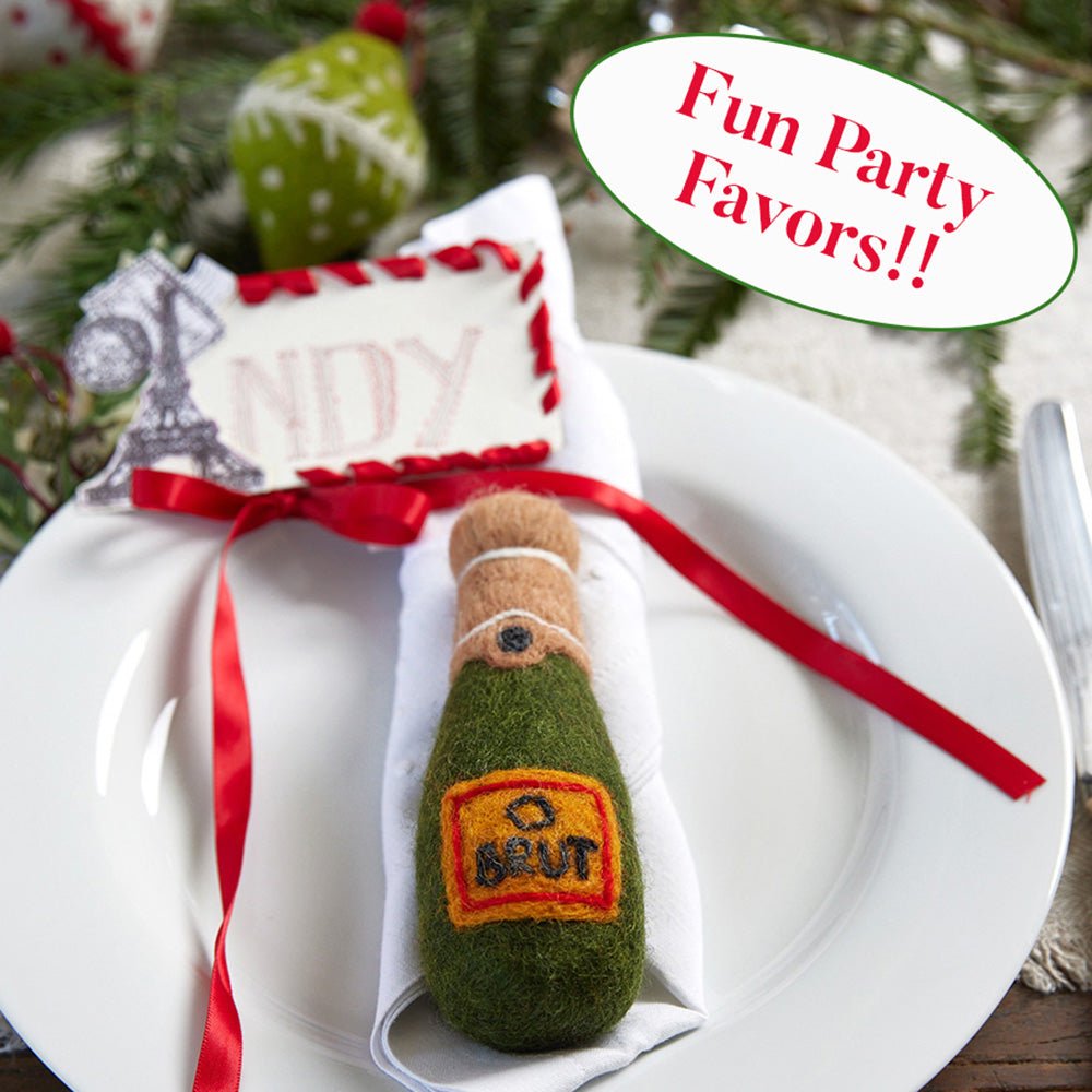 Festive Champagne Felt Ornament Ornament - rockflowerpaper