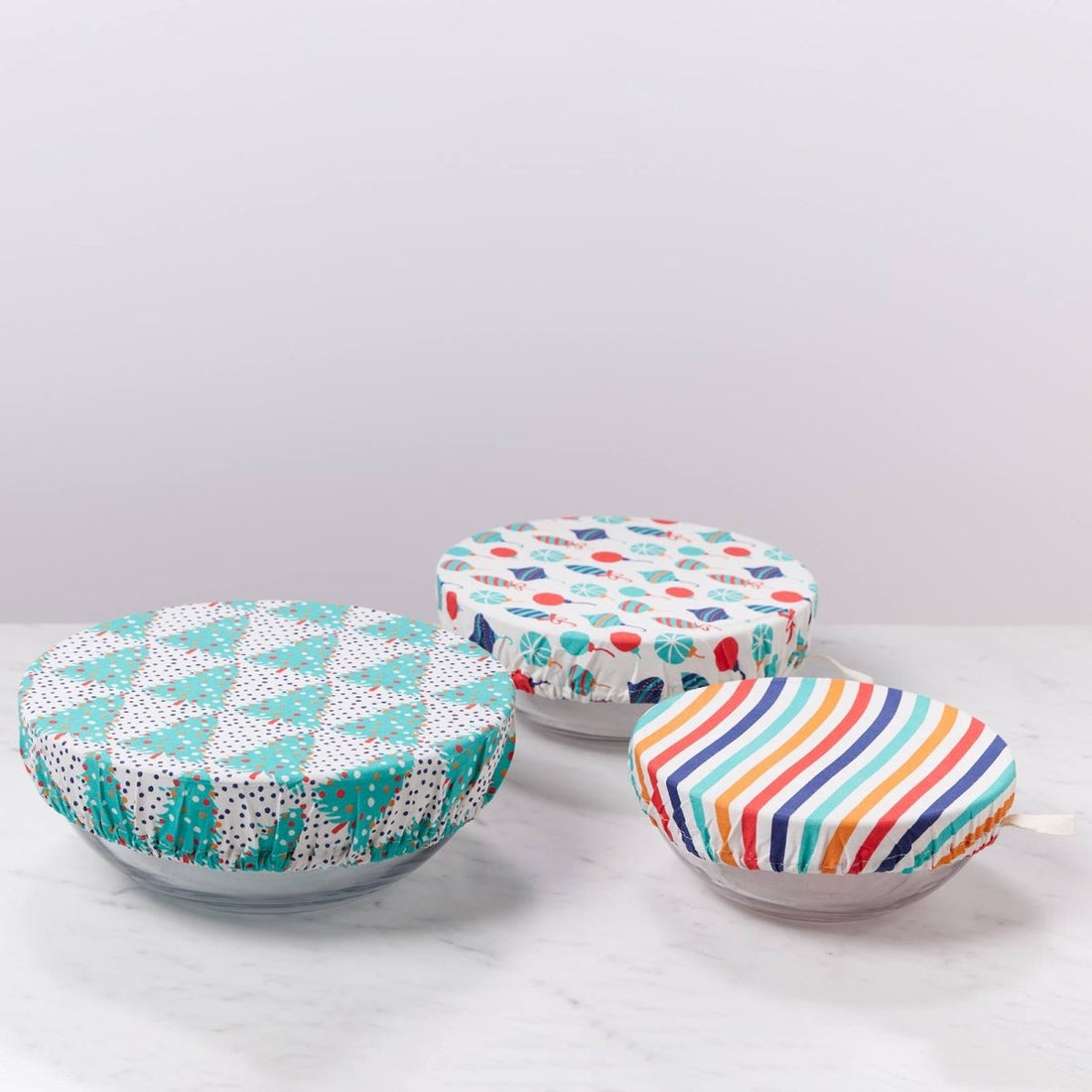 Festive Holiday blu Kitchen Food Storage Covers (Set of 3 ) Eco Dish Cover - rockflowerpaper
