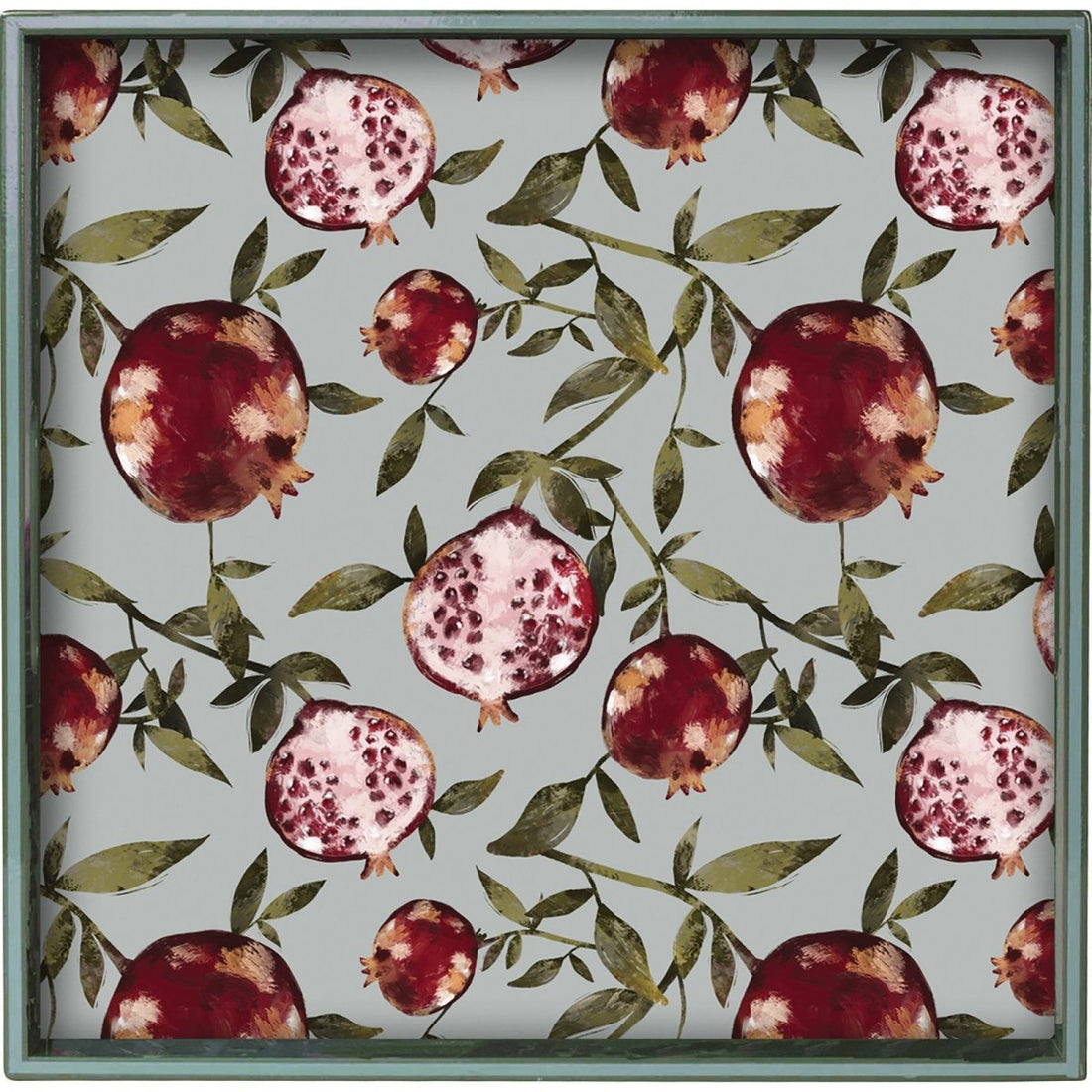 Fresh Pomegranates Lacquer Serving Tray - 15 Square Tray - rockflowerpaper