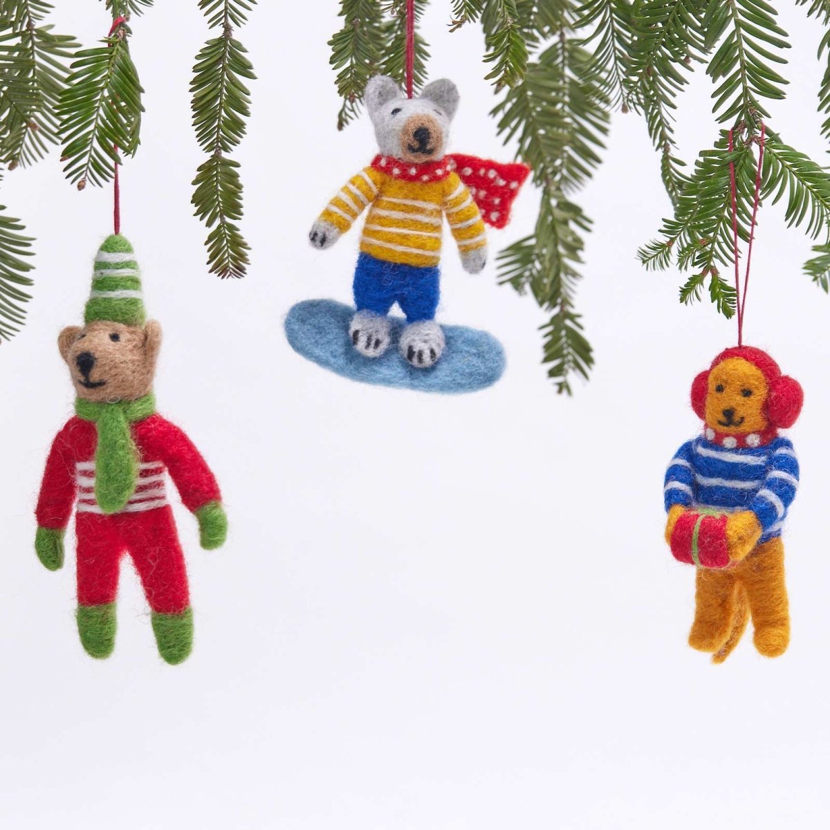 Gift Giving Bear Felt Ornament Ornament - rockflowerpaper