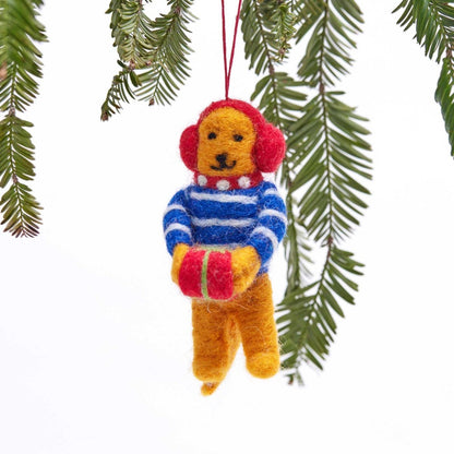 Gift Giving Bear Felt Ornament Ornament - rockflowerpaper