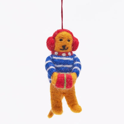 Gift Giving Bear Felt Ornament Ornament - rockflowerpaper