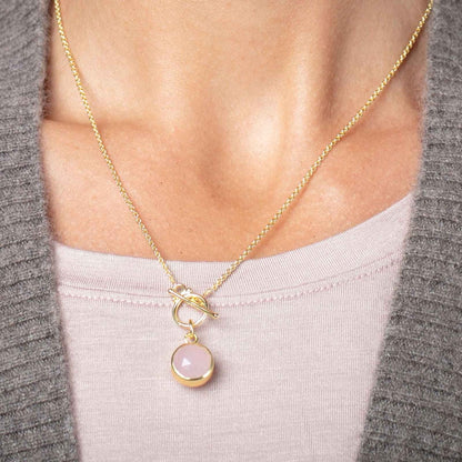 Gold Plated Rose Quartz Pendant Necklace Necklace - rockflowerpaper