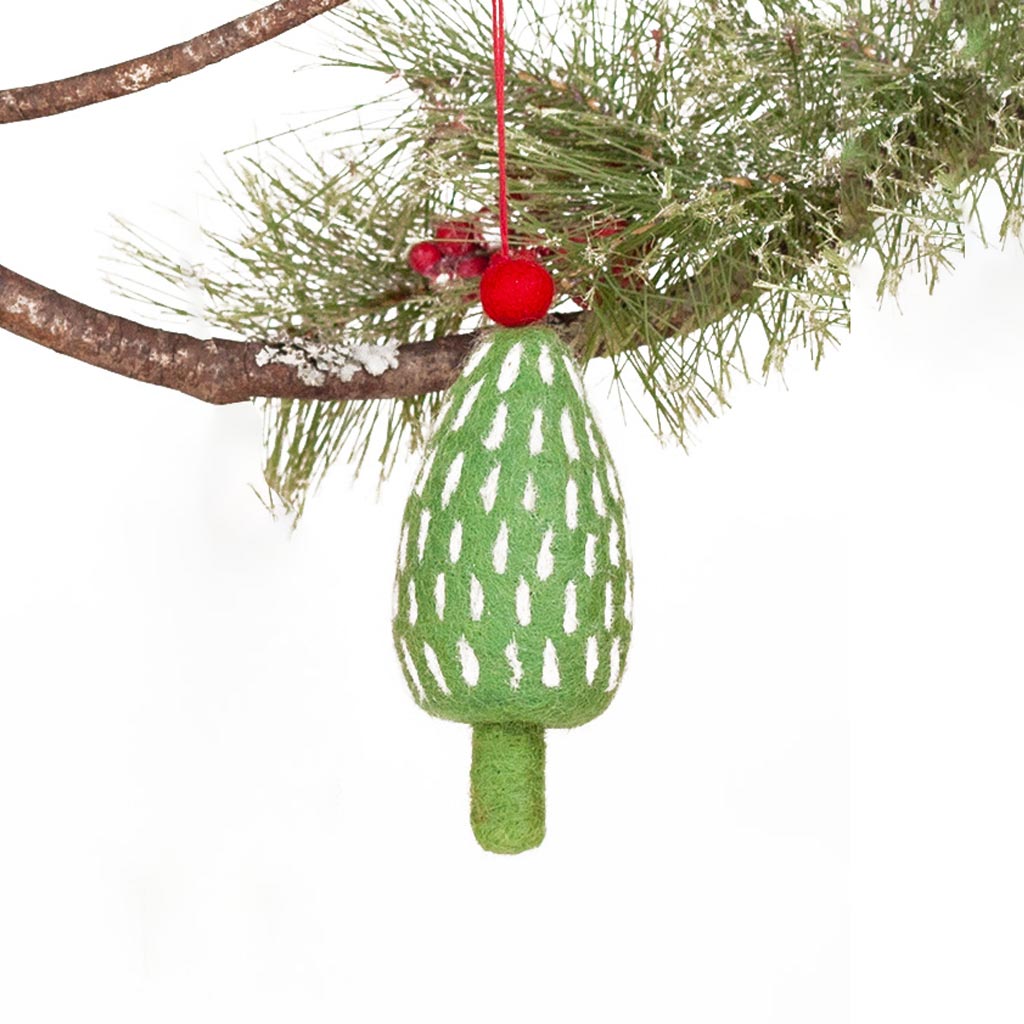 Green Holiday Tree Felt Ornament Ornament - rockflowerpaper