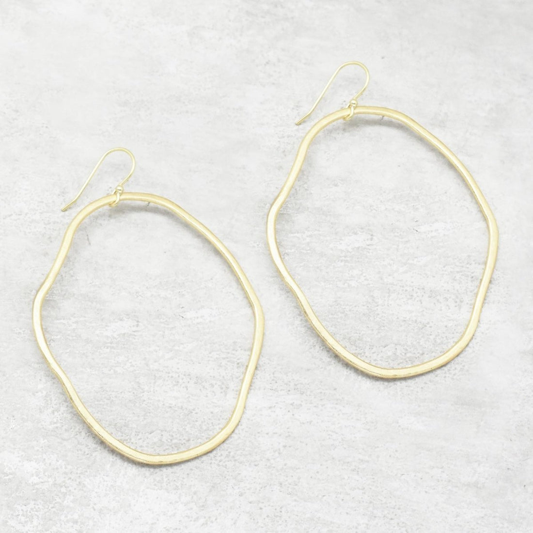 Hammered Free - Form Circle Hoop Earrings Gold Plated Earring - rockflowerpaper