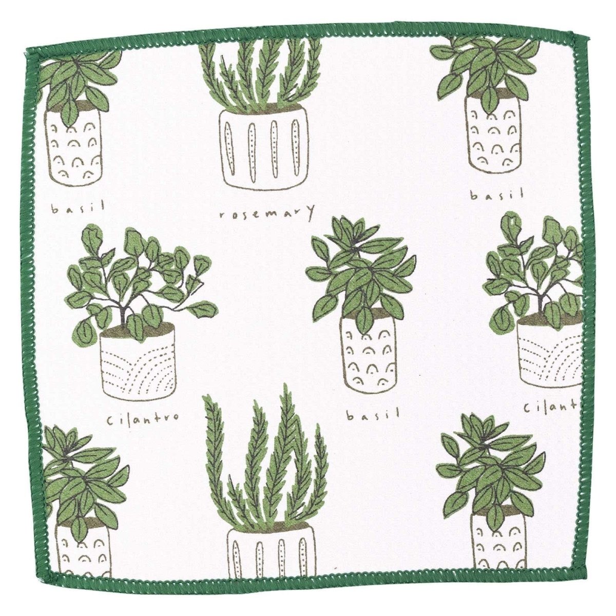 Herbs Green blu Kitchen Dish Cloths (Set of 3) Reusable Dish Cloth - rockflowerpaper