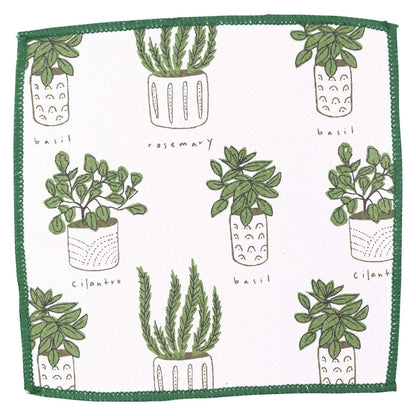 Herbs Green blu Kitchen Dish Cloths (Set of 3) Reusable Dish Cloth - rockflowerpaper