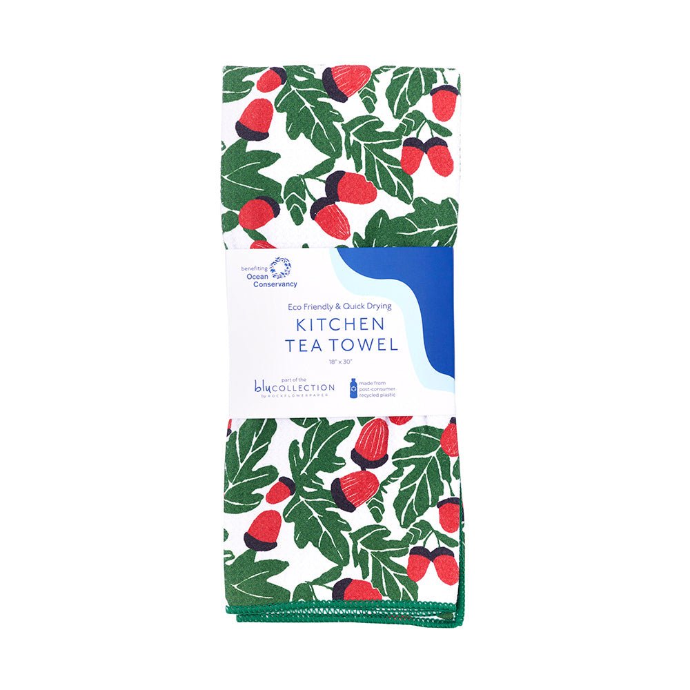 Holiday Acorns blu Kitchen Tea Towel Kitchen Towel - rockflowerpaper