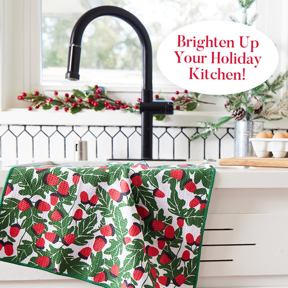 Holiday Acorns blu Kitchen Tea Towel Kitchen Towel - rockflowerpaper