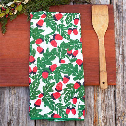Holiday Acorns blu Kitchen Tea Towel Kitchen Towel - rockflowerpaper