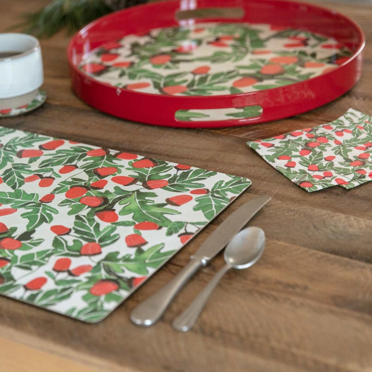 Holiday Acorns Paper Cocktail Napkins (Pack of 20) Paper Cocktail Napkin - rockflowerpaper