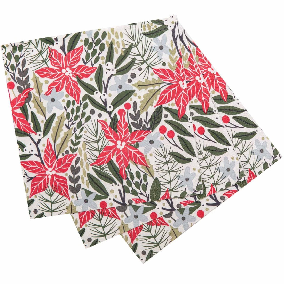 Holiday Poinsettia Paper Cocktail Napkins (Pack of 20) Paper Cocktail Napkin - rockflowerpaper