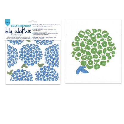 Hortensia Blue Eco - Friendly blu Sponge Cloth - Set of 2 Eco Cloth - rockflowerpaper