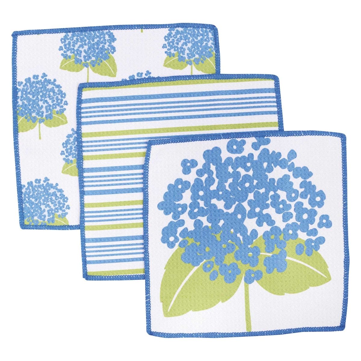 Hydrangea blu Kitchen Dish Cloths (Set of 3) Reusable Dish Cloth - rockflowerpaper