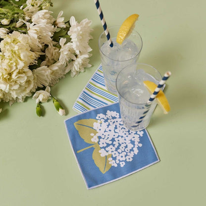 Hydrangea blu Kitchen Reusable Cocktail Napkins (Set of 8) Reusable Cocktail Napkin - rockflowerpaper