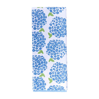 Hydrangea blu Kitchen Tea Towel - Double Sided Print Kitchen Towel - rockflowerpaper