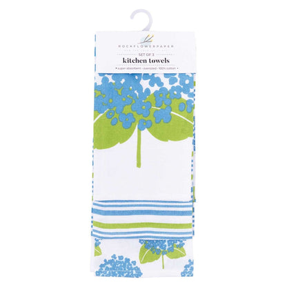 Hydrangea Cotton Kitchen Towel Set Of 3 Cotton Kitchen Towel - rockflowerpaper