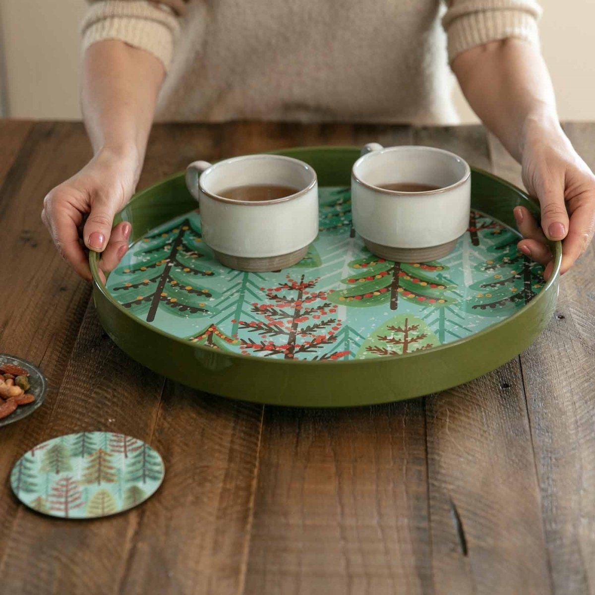 Icy Forest Round Art Coasters - Set of 4 Coaster - rockflowerpaper