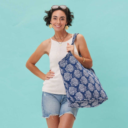 Indigo Fish Bucket Bag Tote - rockflowerpaper