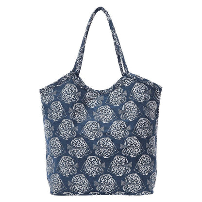 Indigo Fish Bucket Bag Tote - rockflowerpaper