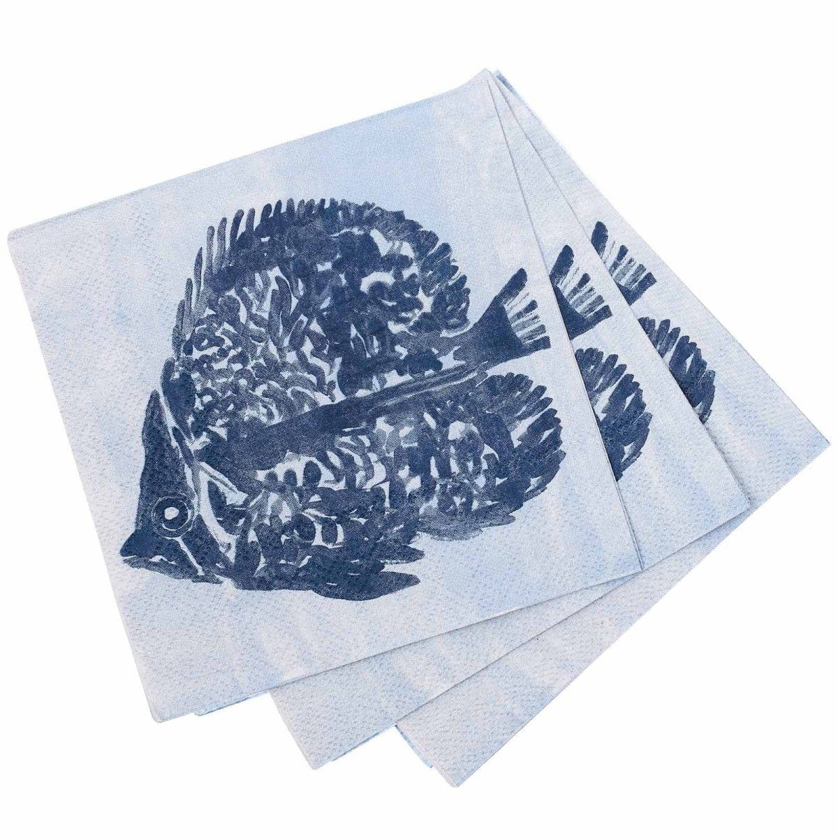 Indigo Fish Paper Cocktail Napkins (Pack of 20) Paper Cocktail Napkin - rockflowerpaper