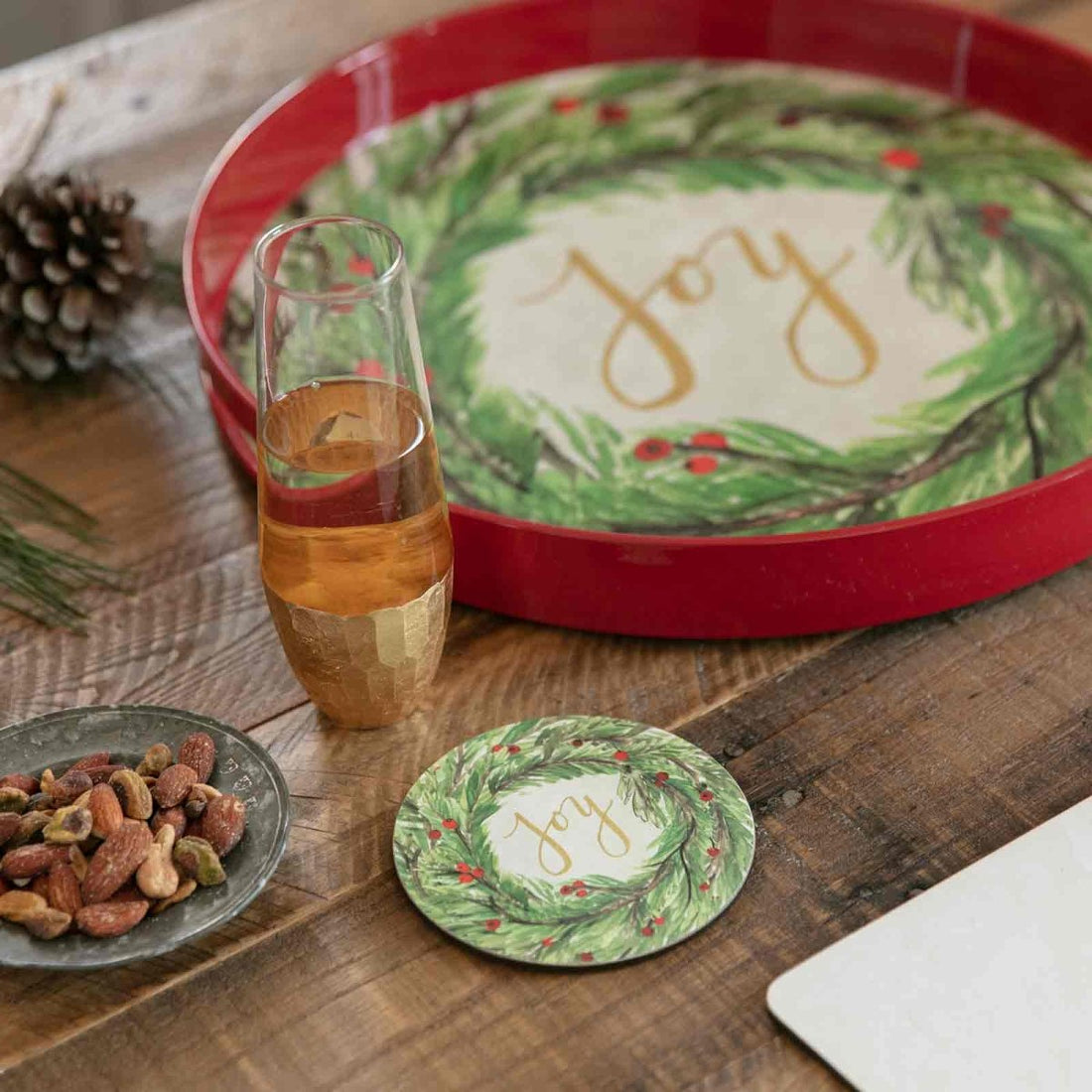 Joy Round Art Coasters - Set of 4 Coaster - rockflowerpaper