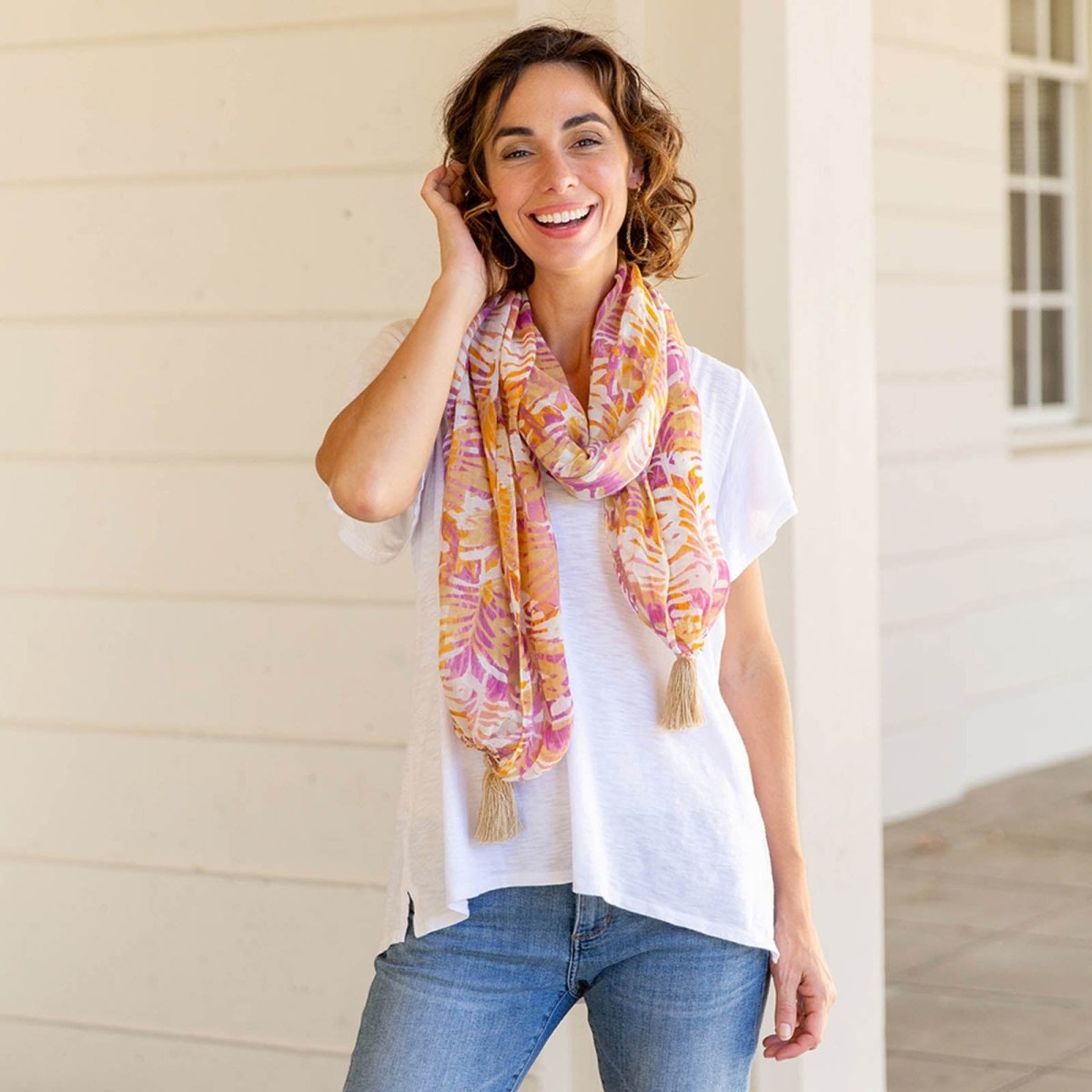 Katarina Pink Tassel Shawl Scarf - rockflowerpaper