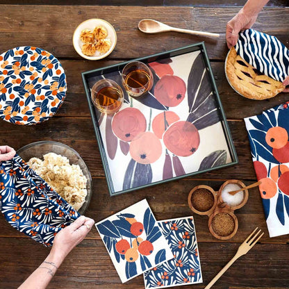 Kumquats blu Kitchen Food Storage Covers (Set of 3 ) Eco Dish Cover - rockflowerpaper